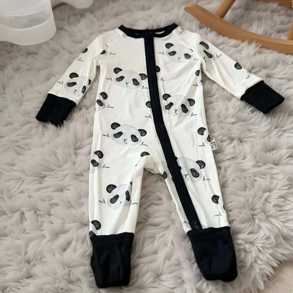 Organic Bamboo Baby Onesie with Panda Print